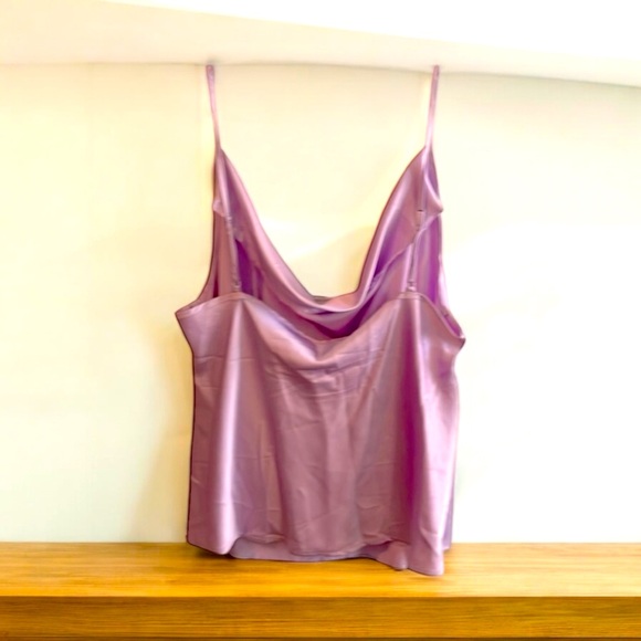 Women's Camisole Lilac, Pink Satin Blouse Cowl Neck. Size: XXL, NWOT. - Picture 3 of 6